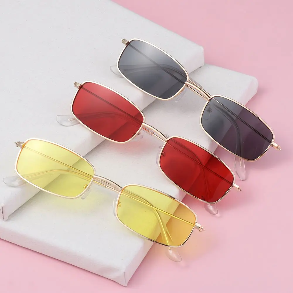 Men Women UV400 Clear Lens Small Oval Women's Sunglasses Metal Sun Glasses Vintage Rectangle Sunglasses Brand Shades