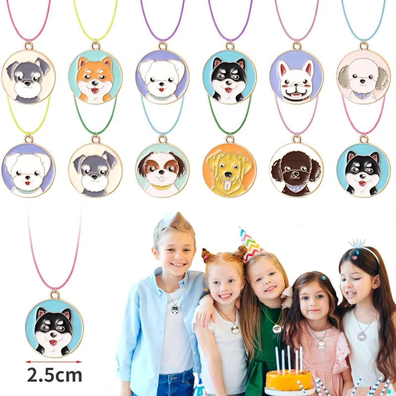 72pcs Puppy Dog Party Favors Kids Birthday Party Supplies Dog Figures Necklace Keychains Stickers Boys Gifts Piñata Filler