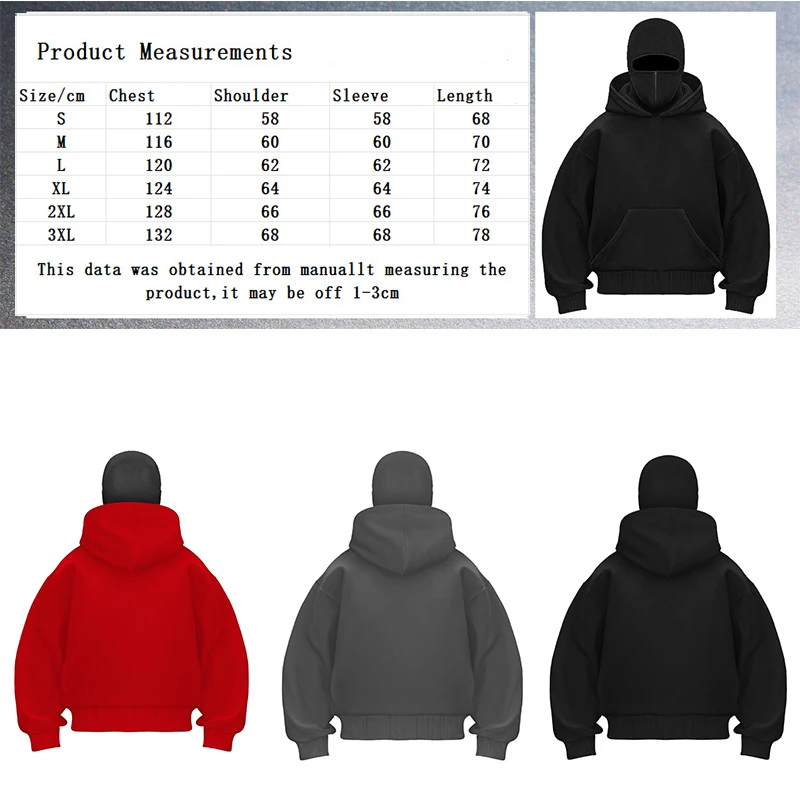 Men's Balaclava Zip Hoodie Winter Warm Casual Sweatshirt With Hooded Face Mask Zipper Design Sports Jacket Outdoor Sportswear ﻿