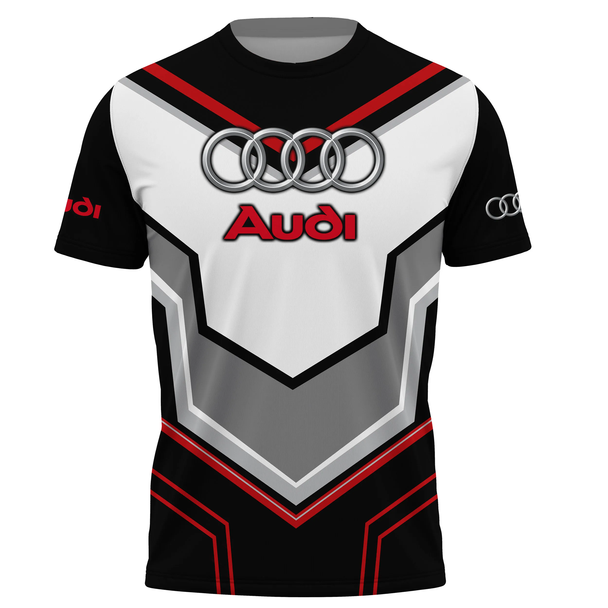 Audi Racing Shirts Men Women Matching Outfits Clothes Round Neck Short Sleeved Shirts Quick-drying Soft Lightweight Oversize Top