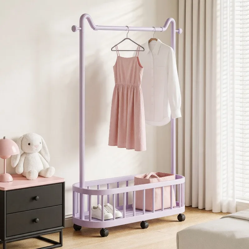 Hanging clothes rack, floor standing bedroom clothes rack, easy to move clothes rack, family dormitory bedside clothes storag