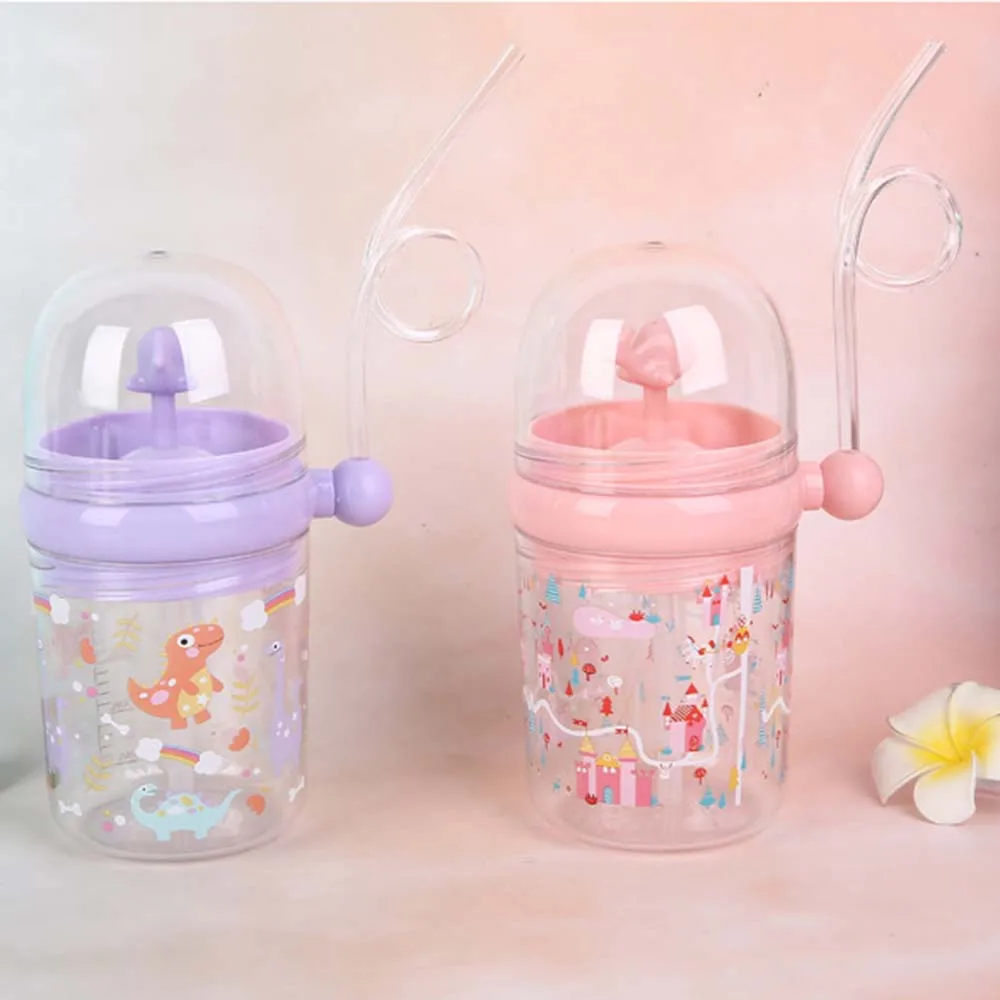 

Girls Boys With Straws Cartoon Funny Whale Feeding Bottles Children Water Cups Drinking Cup Plastic