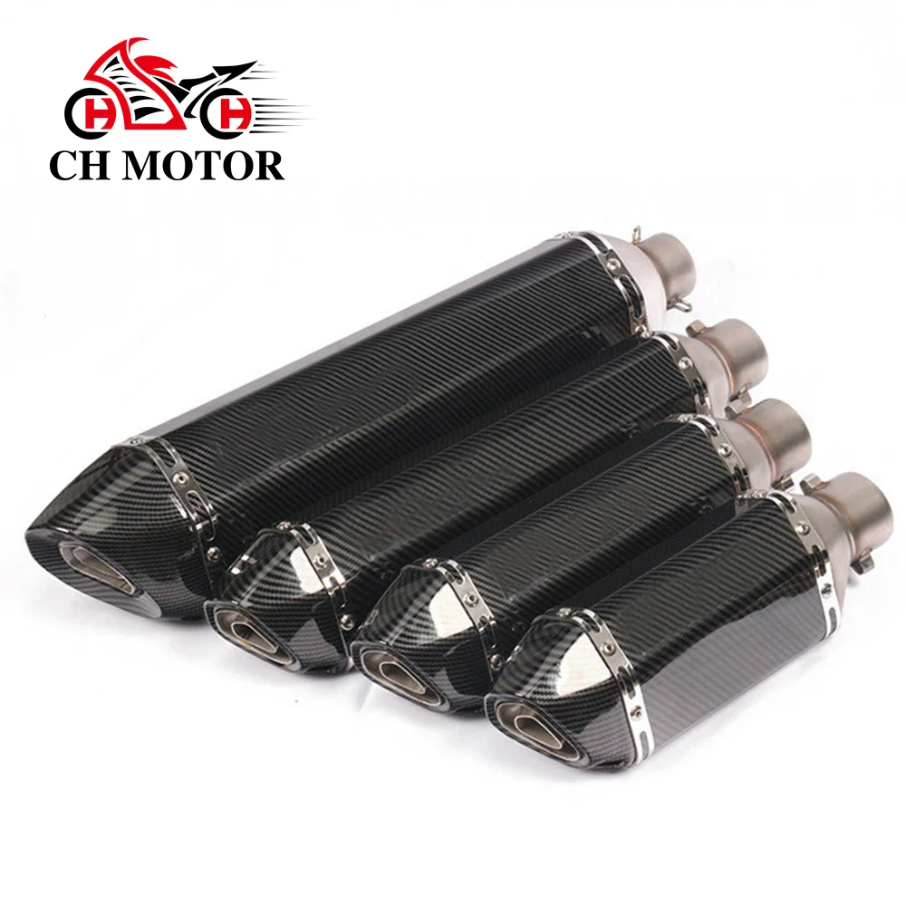38-51mm Universal Motorcycle Exhaust escapes para motos Vent Pipe With Muffler 310/370/470/570mm Stainless Steel For ATV Street