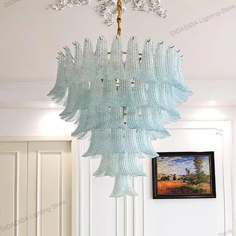 Nordic Inspired Murano Horseshoe Glass Lustre Pendant Lamp Hand Glazed Multicolor Customizable for Ceilings Brass