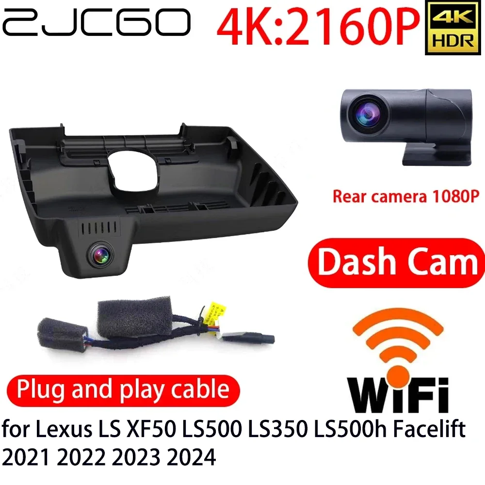 ZJCGO 4K DVR Dash Cam Wifi Front Rear Camera 24h Monitor for Lexus LS XF50 LS500 LS350 LS500h Facelift 2021 2022 2023 2024