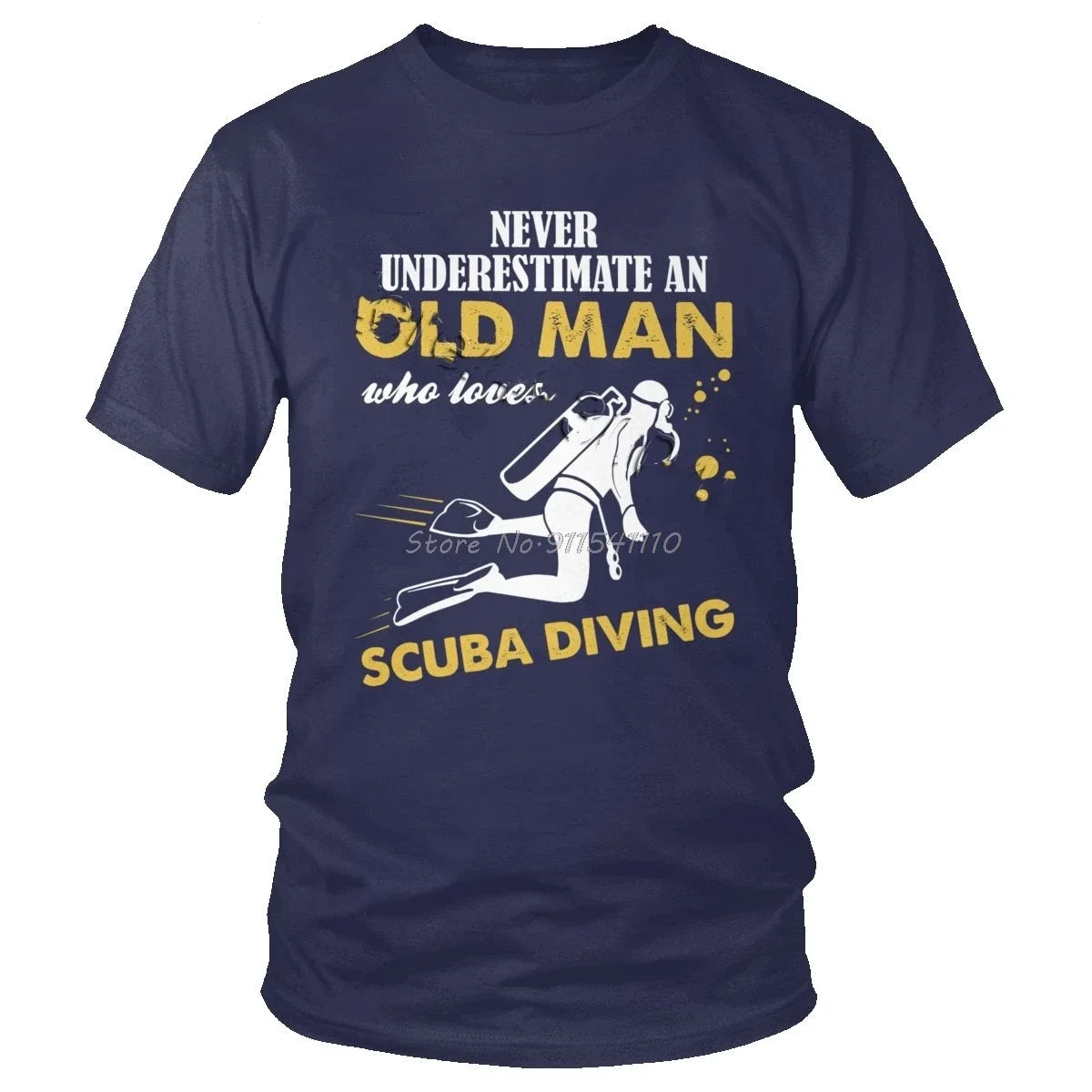 Men Cotton Short Sleeve Tshirt Dive Quote Tee For Diver Lover Gift Never Underestimate An Old Man Who Loves Scuba  T-Shirt