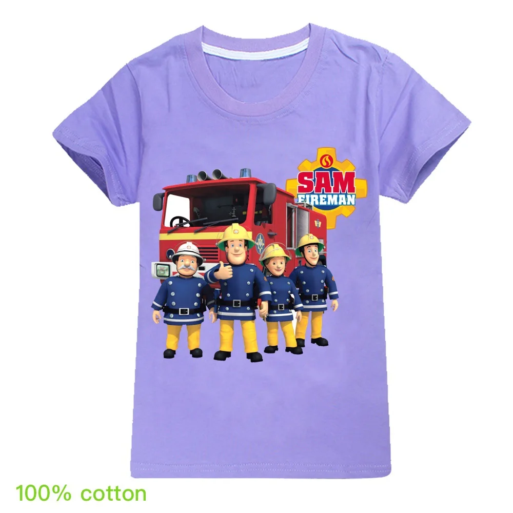 Newest Fireman Sam Camiseta Kids Summer Clothes Junior Boys Short Sleeve Tops Baby Girls Pure Cotton T-shirts Children Clothing