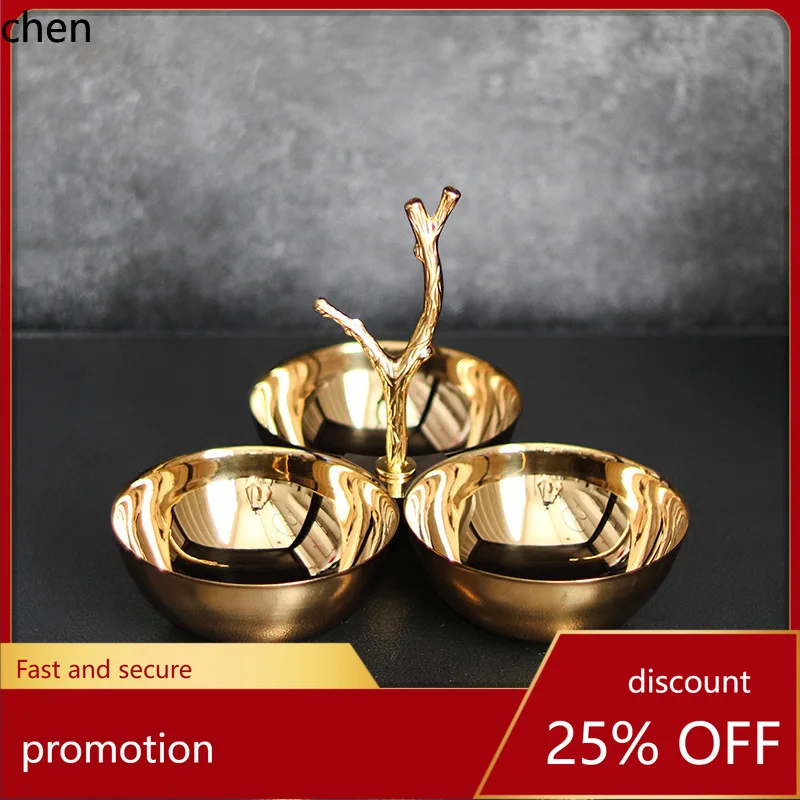 H1 Three-tiered fruit tray with branch handles, fruit bowl, decorative piece, side table snack and dried fruit bowl accessory