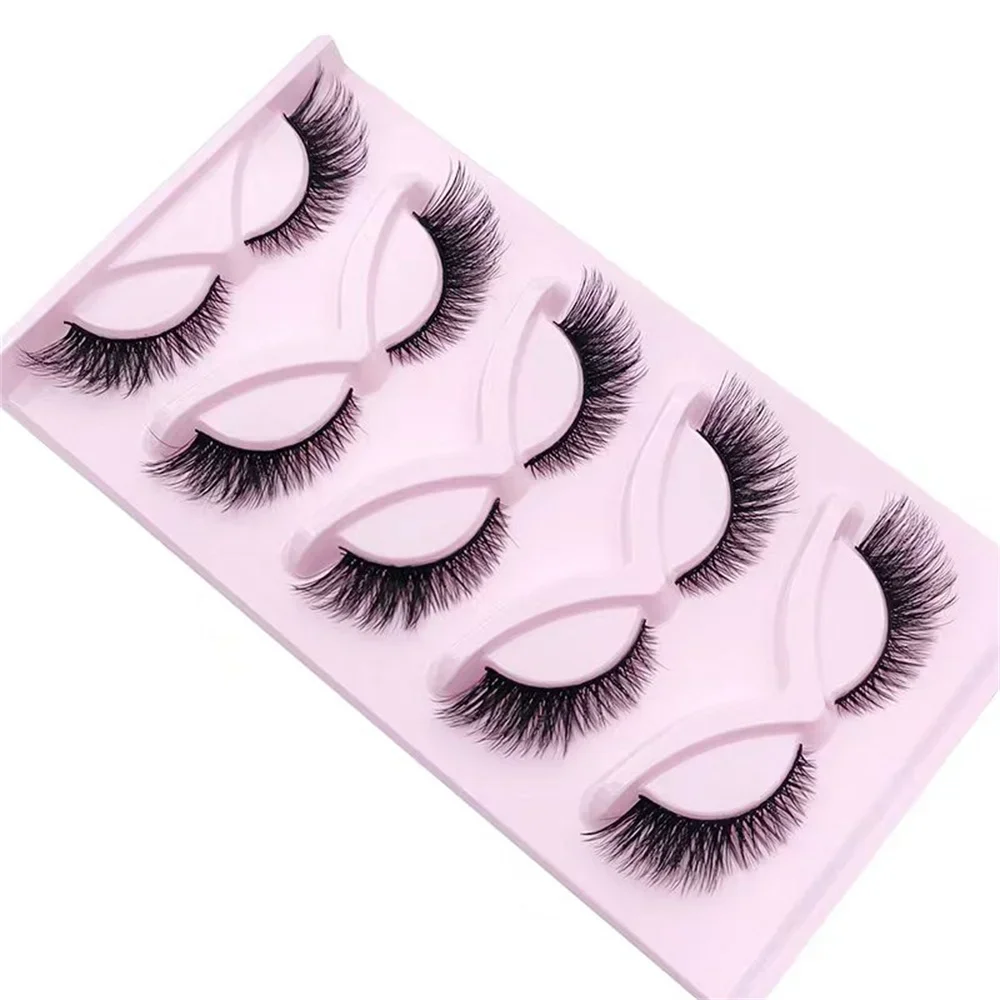 Faux cils Fluffy Fox Eye, extensions d'aspect naturel pour un look dramatique, 5 paires