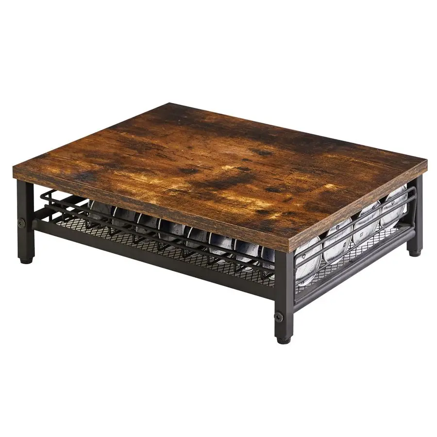 Kaffeepad-Schublade, 40 Kapseln, kompatibel mit Nespresso Vertuo Kapseln, Holzoberseite und Gitterregalen, für Küchentheke zu Hause