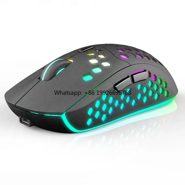 

China OEM Hot Sale Lightweight Ergonomic Honeycomb RGB Optical USB Rechargeable 2.4GHz Wireless Gaming Mouse for Game factory