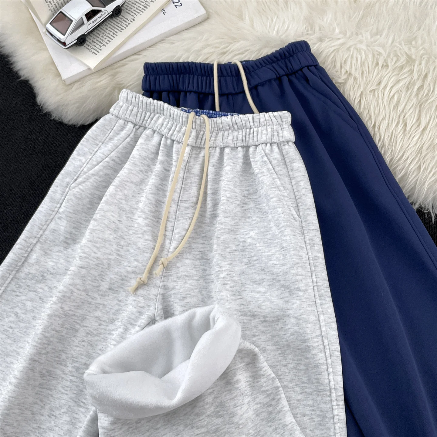 

Heavyweight Trendy Brand Men's Spor Fce Lined Casual Thiened Loose Fit Drapey Autumn Winter Wide Leg Sweatpants