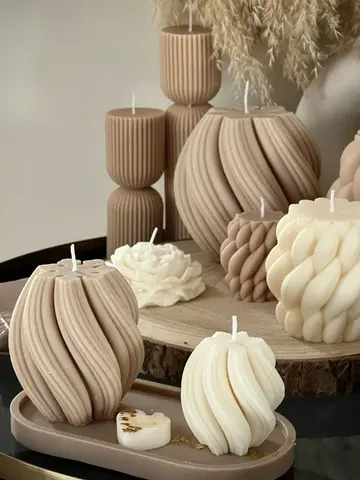 Geometric Wave Aromatherapy Candle Silicone Mold Twisted Spiral Abstract Craft Plaster Resin Mould Candle Making Supplies