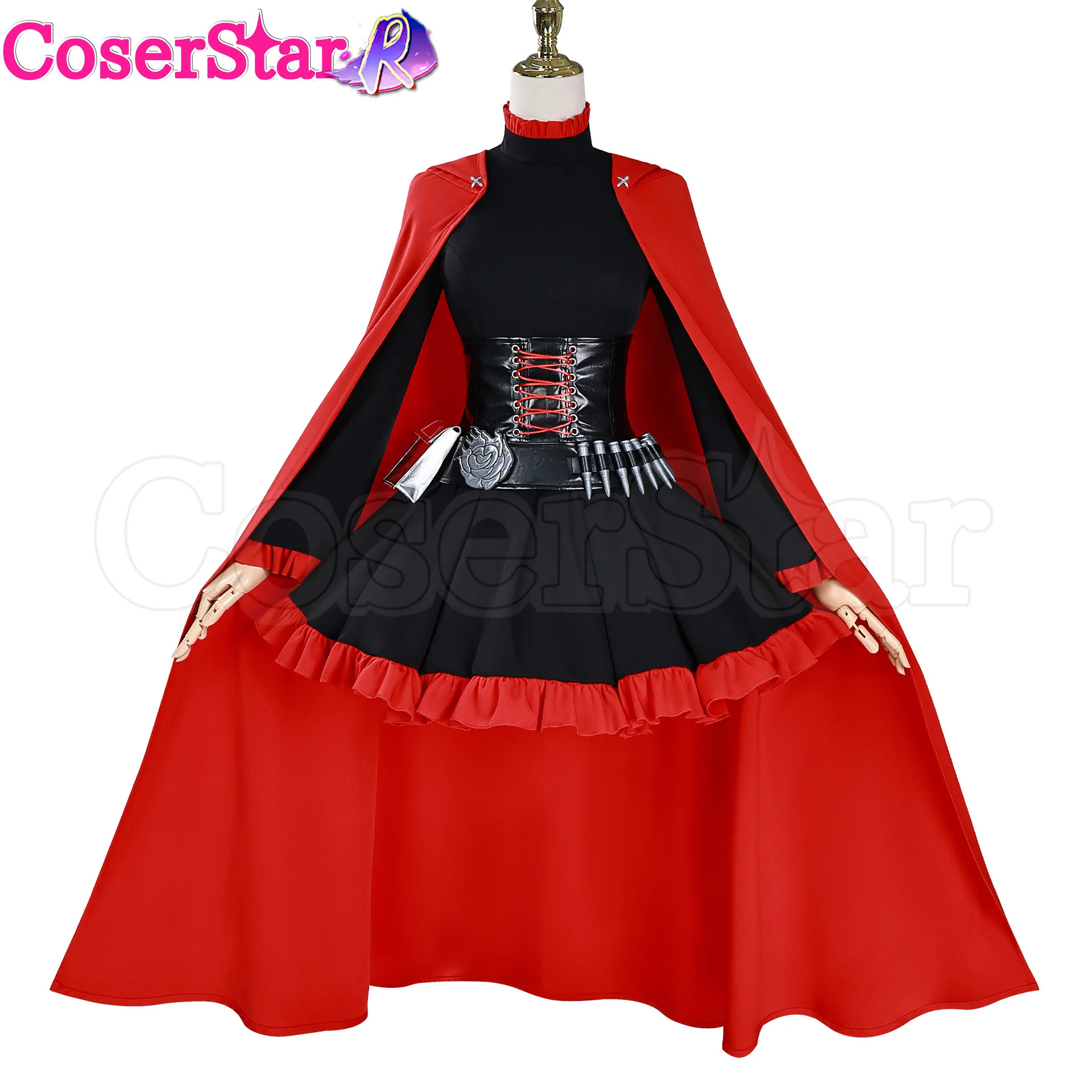 CoserStar-R روبي روز فايس شني بليك بيلادونا يانغ شياو طويل تأثيري حلي لعب الأدوار الزي ل روبي كوميك كون