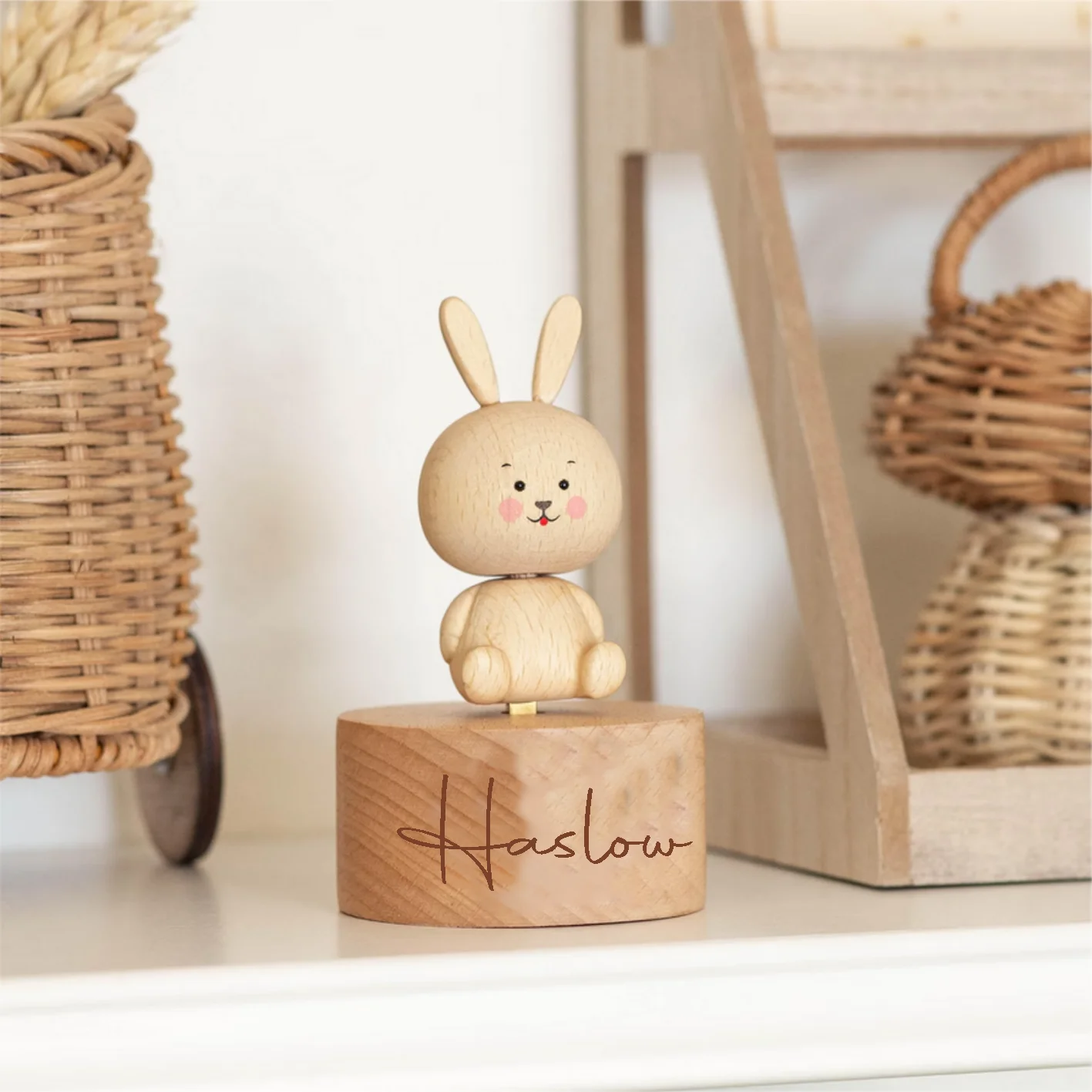 

Custom Name Music Box Personalized Rabbit Musical Box Wooden Music Box Bear Birthday Gift Baby Baptism Gift Baby Shower Gifts