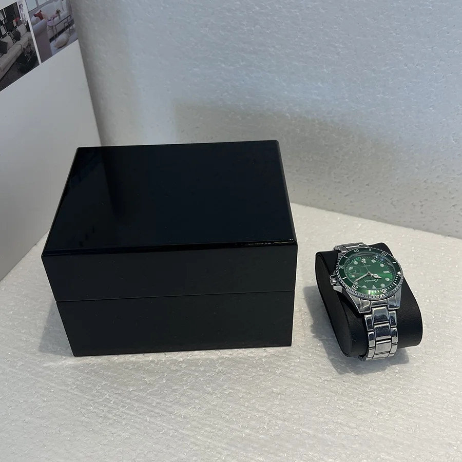 Piano Paint Glossy All Black Box Watch Storage MDF Wooden Case Watch Jewelry Organizer Packaging Boxs Gift Box Customizable Logo