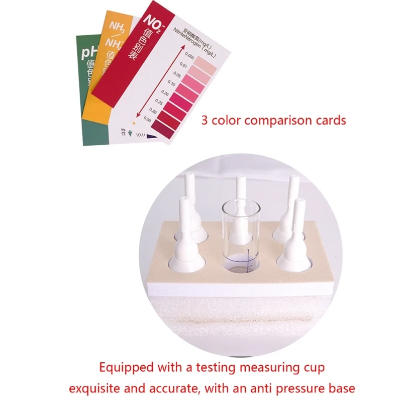 Zestawy roztworów Test wody 3 1 NO2/NH3/NH4 PH testują Test jakości wody basenie, łatwe testowanie akwariowego stawu akwaria