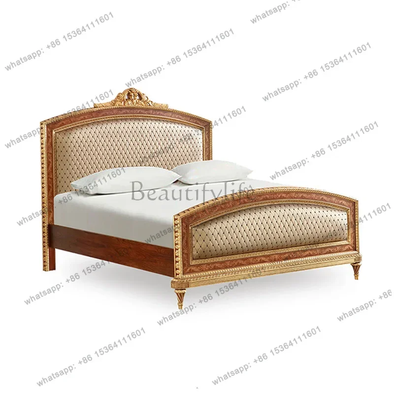 

02Neoclassical English double bed villa fabric 1.8 meters soft bag double bed master bedroom