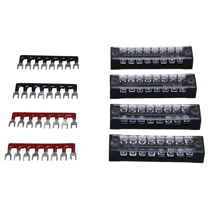 N96R 4 Pc 8P Terminal Block, 4 Pc 8P Shorting Bar, TB1505 Flame Retardant Copper Terminal Short-Circuit Terminal