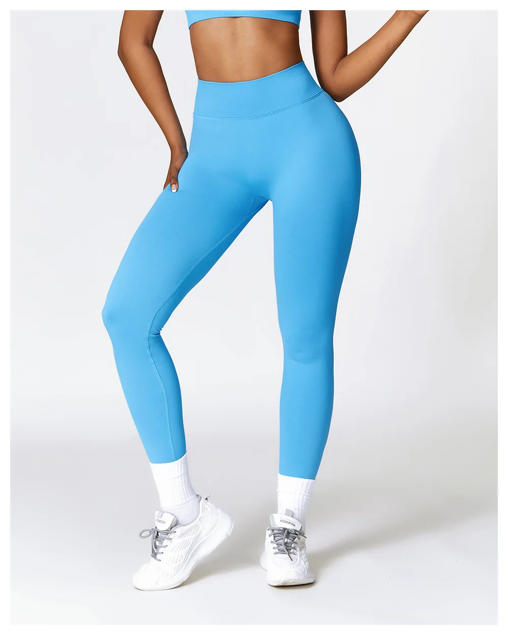 Damen-Sport-Leggings mit V-Rücken, sportlich, Fitness, Fitnessstudio, Yoga, Strumpfhosen, Scrunch-Kontrolle, Lauftraining, Workout, Leggins – Detail 8
