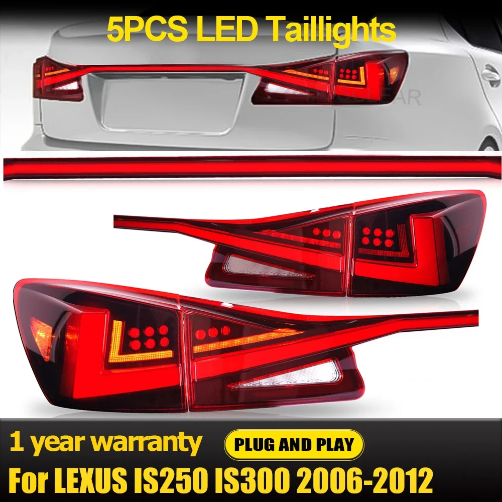 1Set/5pcs Car Through Tail Lights For Lexus IS250 IS300 2006-2012 New Full LED Rear Brake Lamp Starlink Cross Taillight Accembly