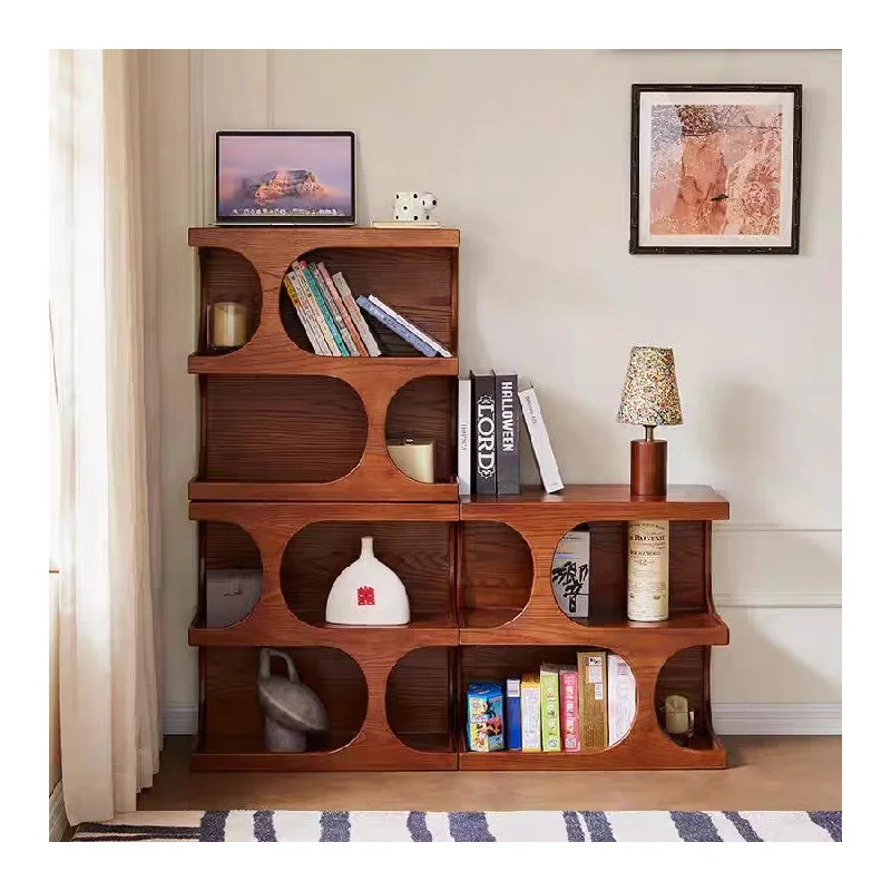 Modern Asymmetrical Bookshelf, Wooden 60 x 40 x 60 cm Freestanding Display Shelf, Large Library Book Shelf, Home Bookcase
