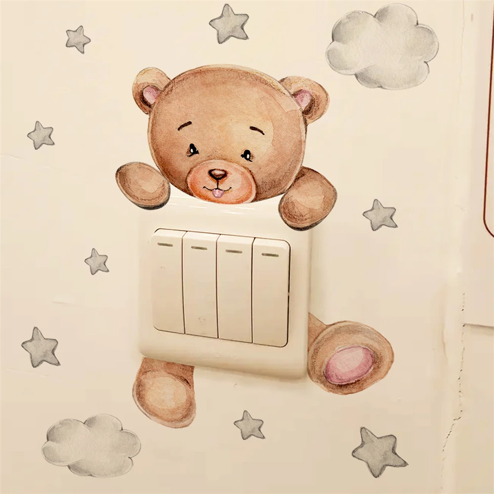 Wall Sticker Wide Use Cute Cartoon Bear Appearance Lovable Bear Wall Sticker Ornament Star Wall Sticker Sticker Wallpaper