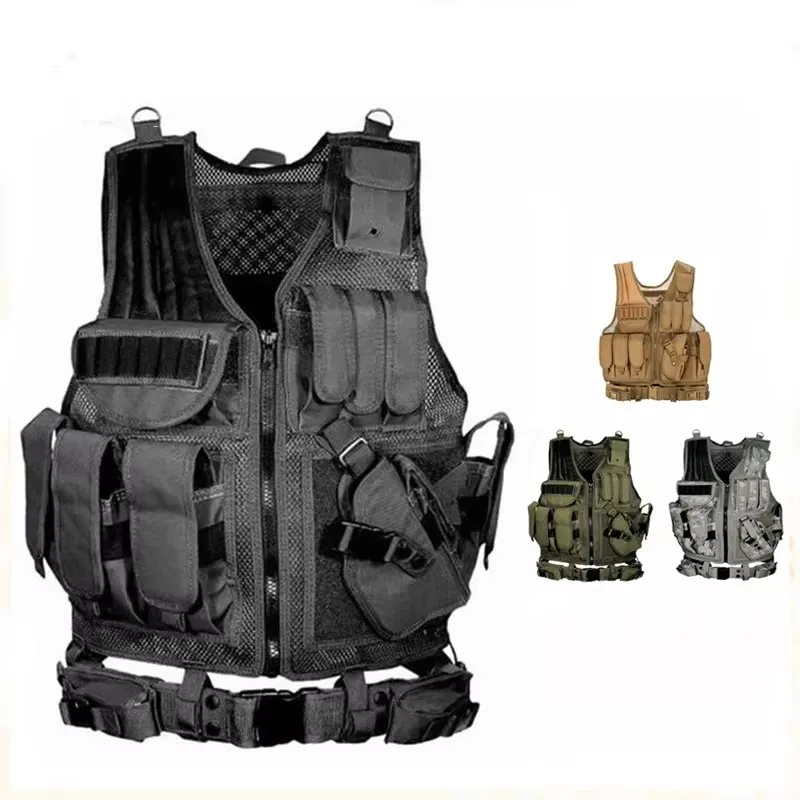 Adjustable outdoor safety vest jacket, safety hunting vest, security training vest