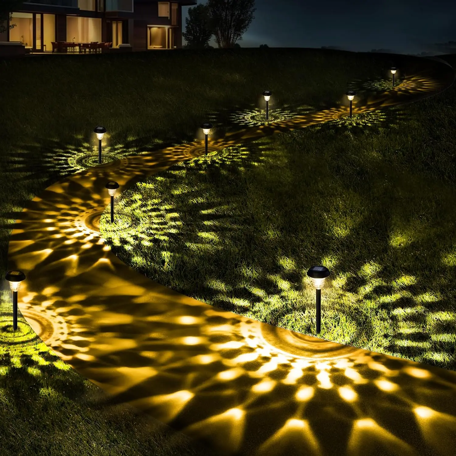 Imagem -06 - Impermeável Luzes Solares ao ar Livre Jardim Pathway Lights Auto Ligado e Desligado Led Pátio Quintal Caminho Passarela Decoração