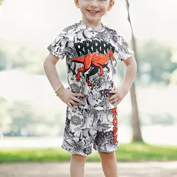 Children's Clothing Suit for Boy Short Sleeve Girl Shorts 3D Cartoon Dinosaurs Print Kids Summer Clothes Boy set Children's Set