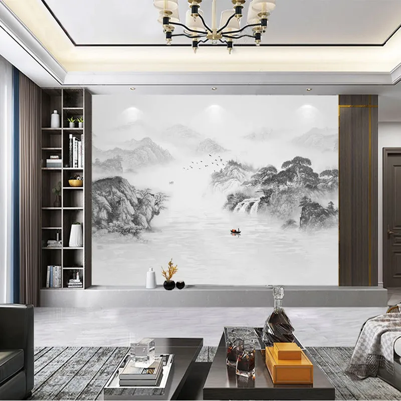 Custom 3D New Chinese Style Landscape Background Wall Decoration Painting Mural Wallpaper For Bedroom Home Décor Papel De Parede