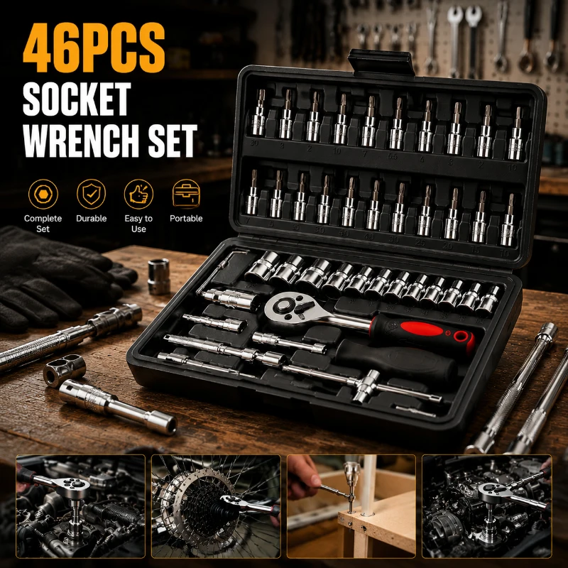 

Household universal ratchet wrench set, flexible rotation easy to operate, greatly improve daily maintenance work efficiency