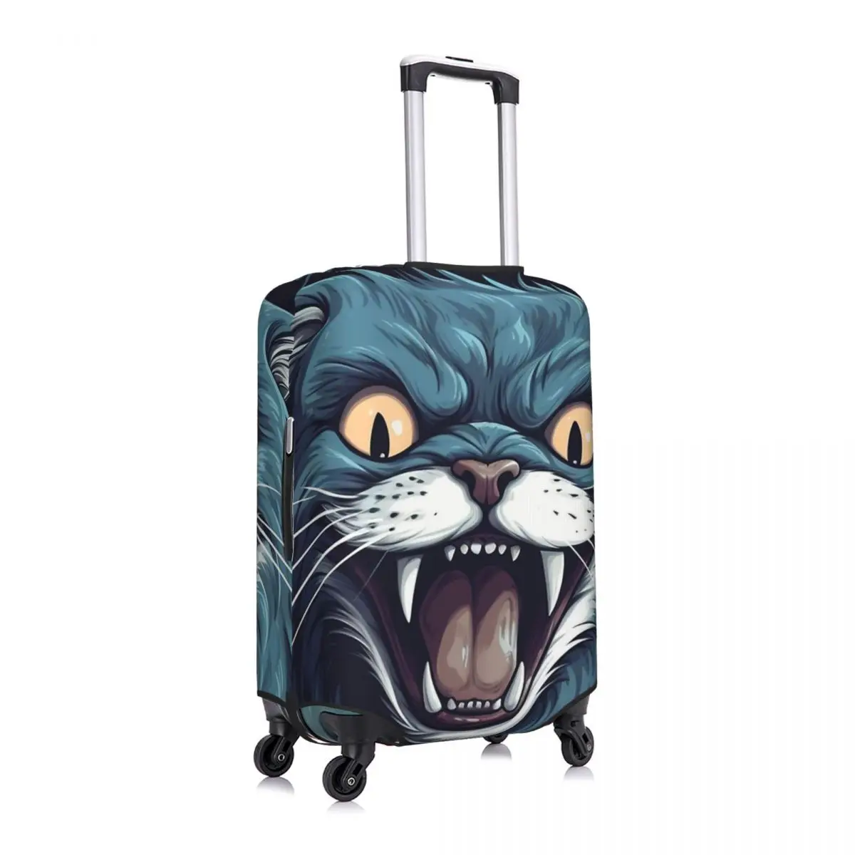 Blue Scary Cat Print Luggage Protective Dust Covers Elastic Waterproof 18-32inch Suitcase Cover Travel Accessories