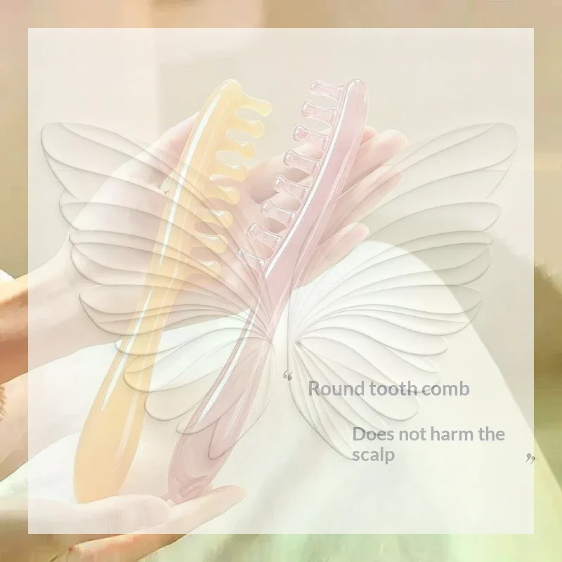 Resin Scalp Massage Comb Smooth Rounded Teeth Ergonomic Comfort Grip for Salon Home Hair Styling Care