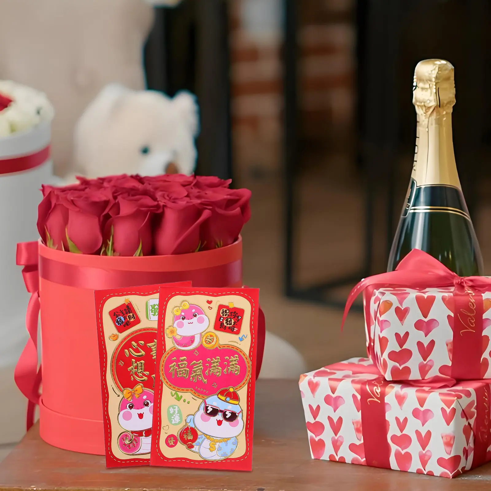 

30Pcs Spring Festival Red Envelope Money Envelope with Cute Cartoon Snake Design Solid Paper Traditional Red Packet for New Year