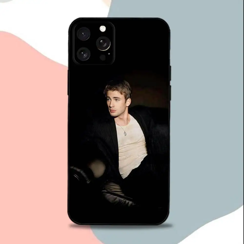 Coque de téléphone C-Christopher R-Robert Evans, étui noir en Silicone souple pour iPhone 15,13,16,12,11,17,14,Plus,Pro,Max,XS,XR,X,SE,Mini