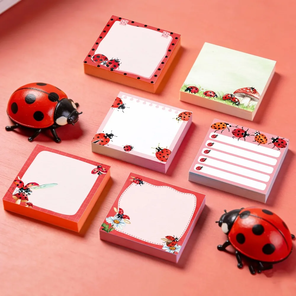 12pcs Ladybug Themed Memo Note Pads Assorted Blank Lined Page Design Cute Insect Decorative Stationery for Journaling Reminder