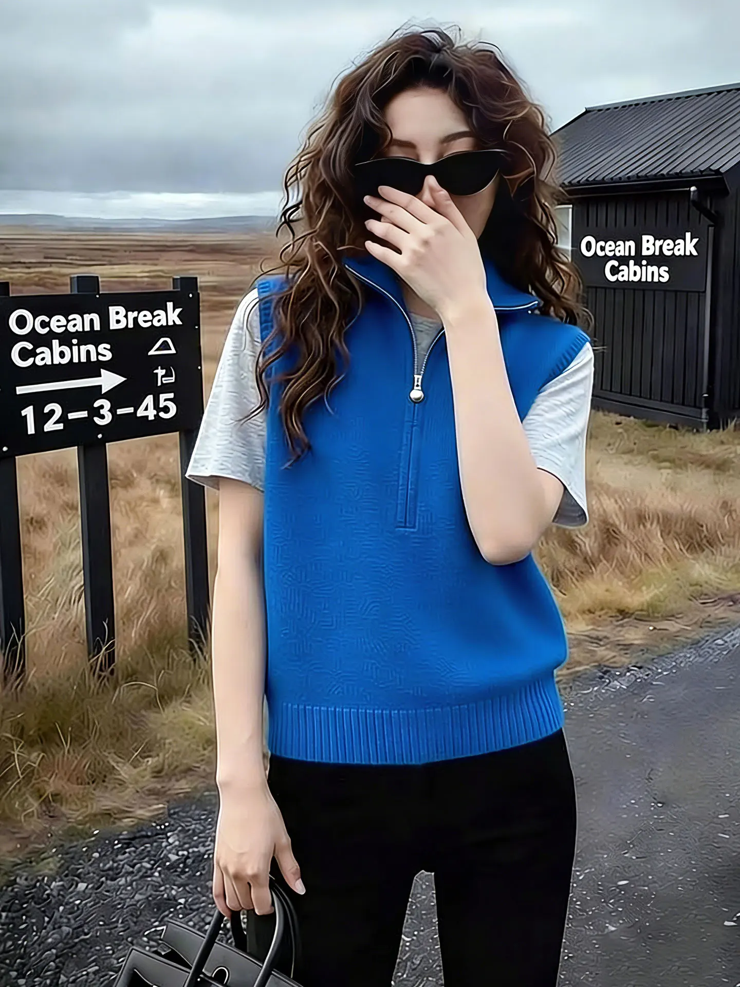 

Ele Pure Color f-Zip Vest Top Layered Wear Lazy Sle Faionable Vest Tank Top Korean Sle Straight Cut Silk Fabric