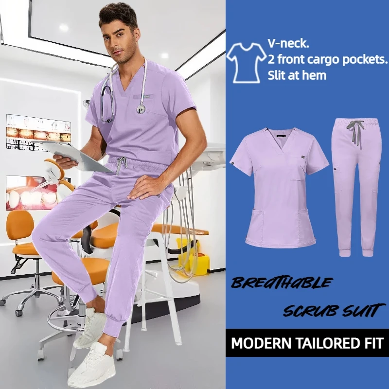 Hurtownia Scrubs Uniforms Sets Medical Scrub Stretch Suit Healthcare Nursing Articles Unisex Surgical Uniforms Woman Men Uniform