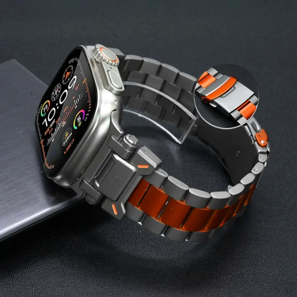 

Ремешок титановый для Apple Watch Ultra 2 1 49 мм 9 8 7 45 мм 44 мм 42 мм, роскошный металлический браслет для часов iWatch Series 6 5 4 3 se
