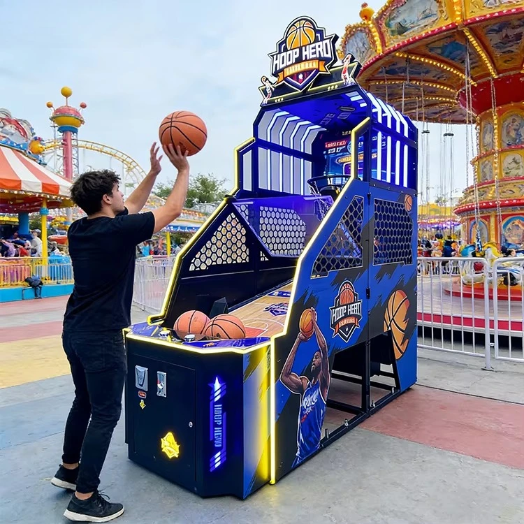 Indoor Competition Hoop Game Machine Coin Operated Arcade Basketball Shooting Game Machines with 55inch LED HD Screen Scoreboard