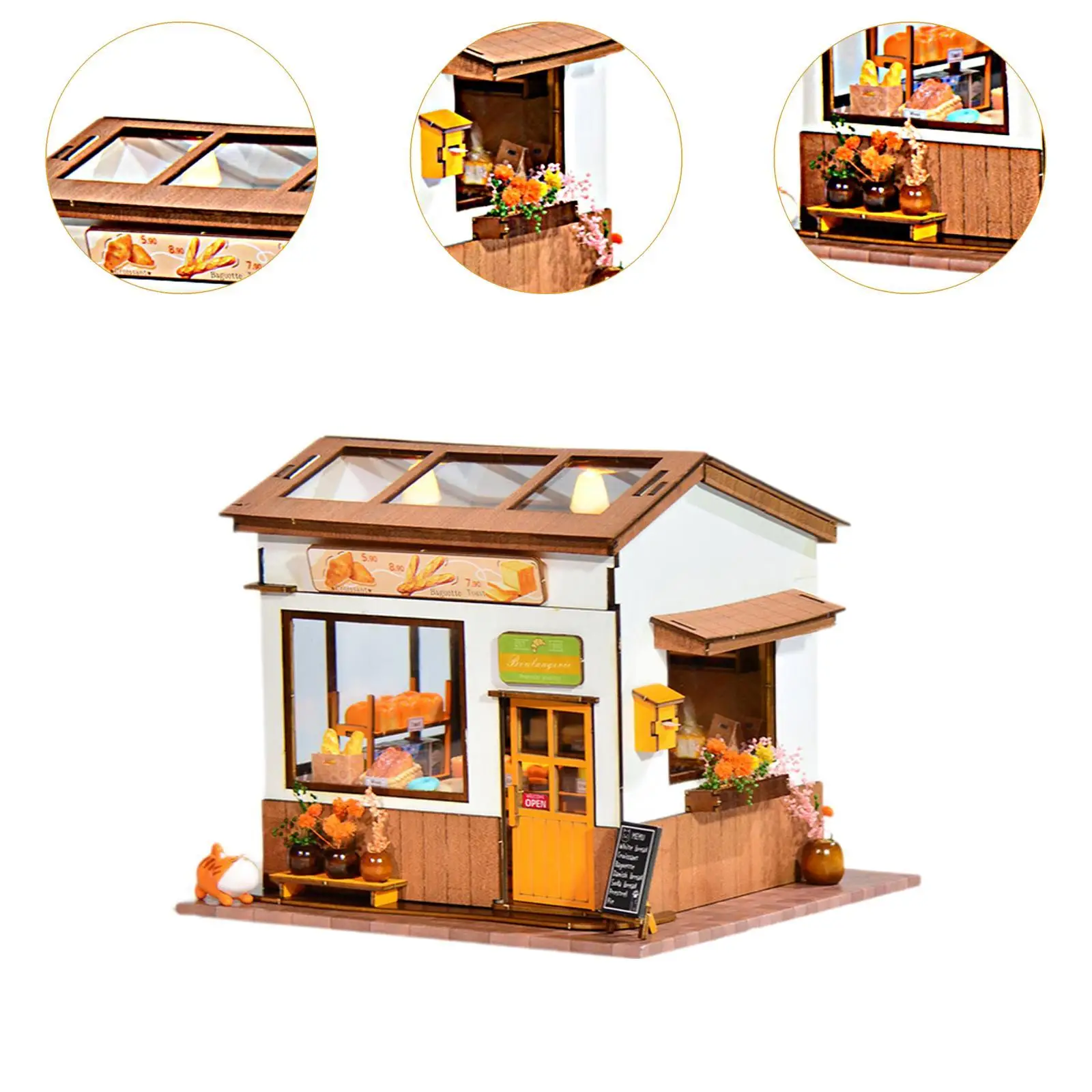 DIY Domki dla Lalek Miniaturowe Zestawy Piekarnia Diorama Dom Kolekcje Ozdoby 3D