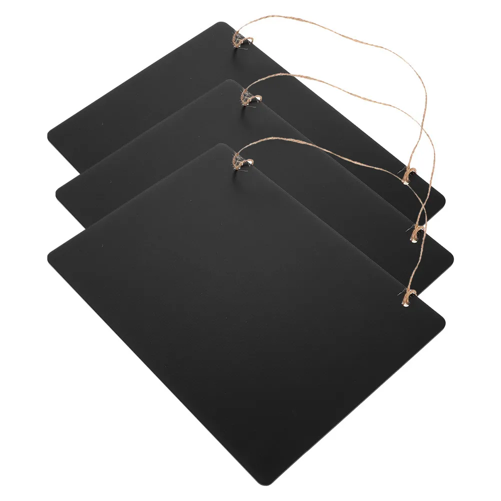 3Pcs Wooden Hanging Chalkboard Sign Double-Sided Erasable Message Board for Restaurant Shop Office Home Decor Chalkboard