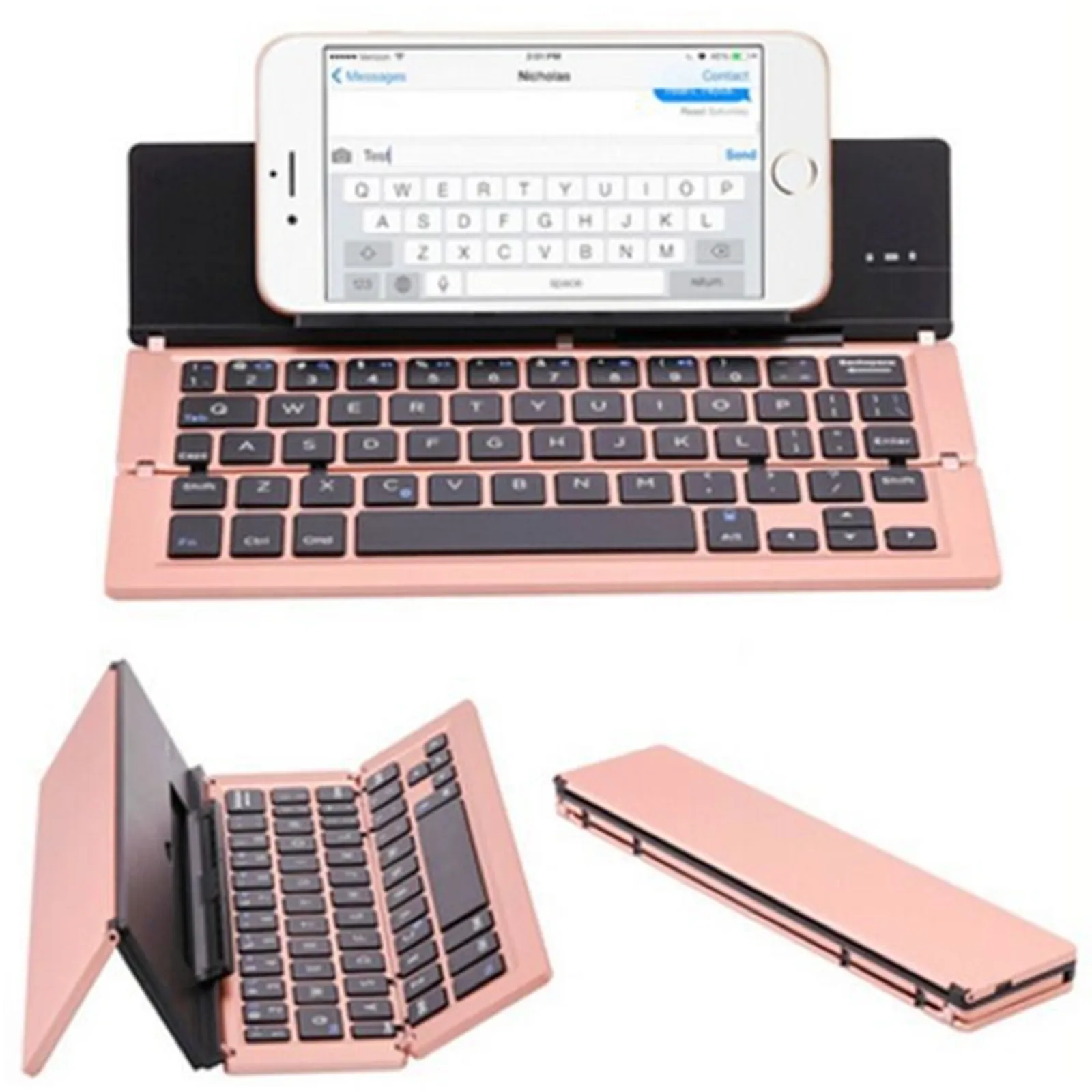 Portable Foldable Bluetooth Keyboard Mobile Phone Wireless Key Panel Windows Laptop Tablet Computer iPad Charge Clavier Holder