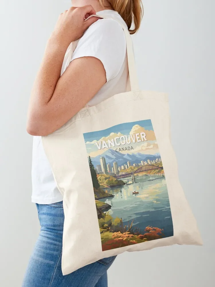 Vancouver Canada Travel Art Vintage Tote Bag canvas tote bags Women's beach bags Tote Bag