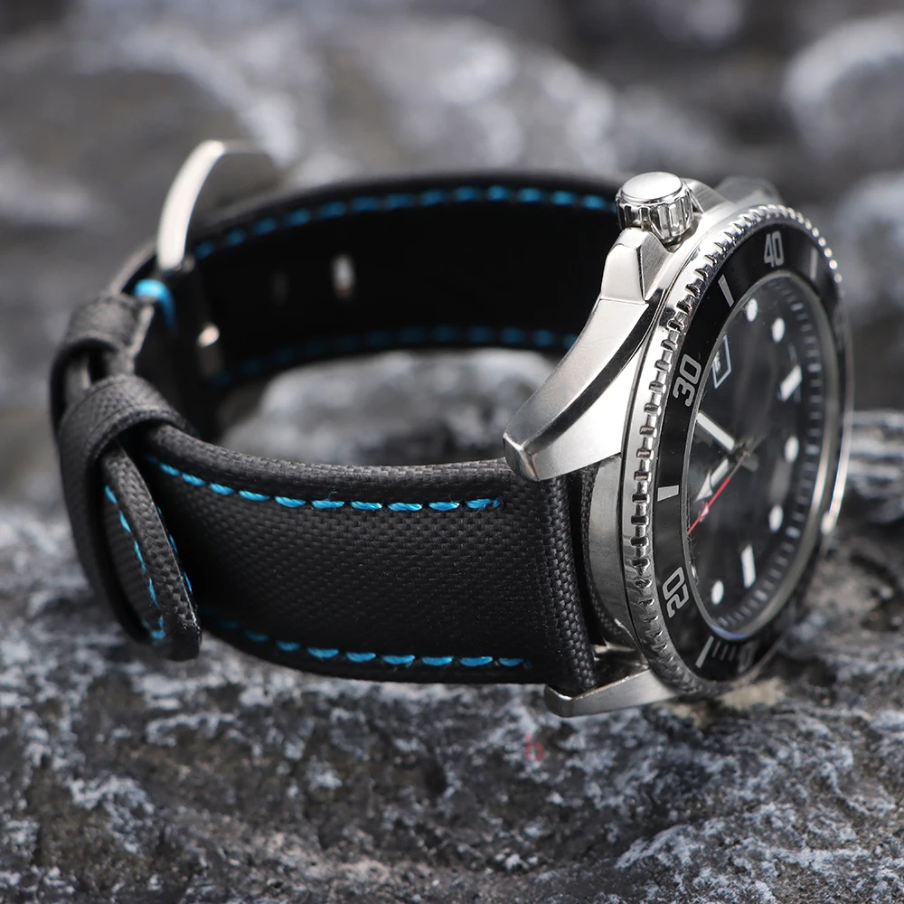 Cinturino in pelle di nylon 20mm 22mm 24mm 26mm per Citizen per Seiko uomo donna cinturino in tessuto di tela per Huawei Watch Gt4/3/2