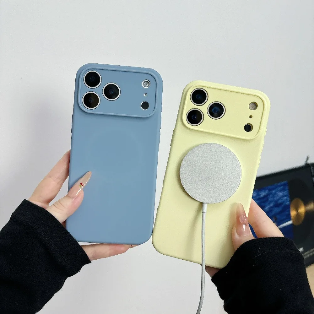 Original Flüssigsilikon Magnetische Hülle für iPhone 17 Air 16 15 14 Plus 13 12 Pro Max für MagSafe Kameraschutz Matte Abdeckung – Detail 3
