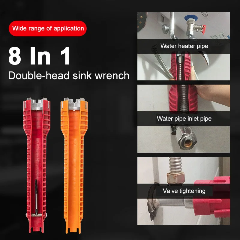 8 In 1 Flume Wrench Sink Key Anti-slip Key Pipe Magic Wrench Kitchen Plumbing Installation Multi Wrench Repair Socket wrench