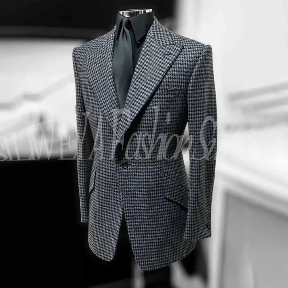 

Роскошные мужские костюмы с узором «гусиные лапки», комплект из 2 предметов, куртка, брюки, шикарный блейзер, комплект жениха, свадебный смокинг, высокое качество, бутик Traje De Hombre