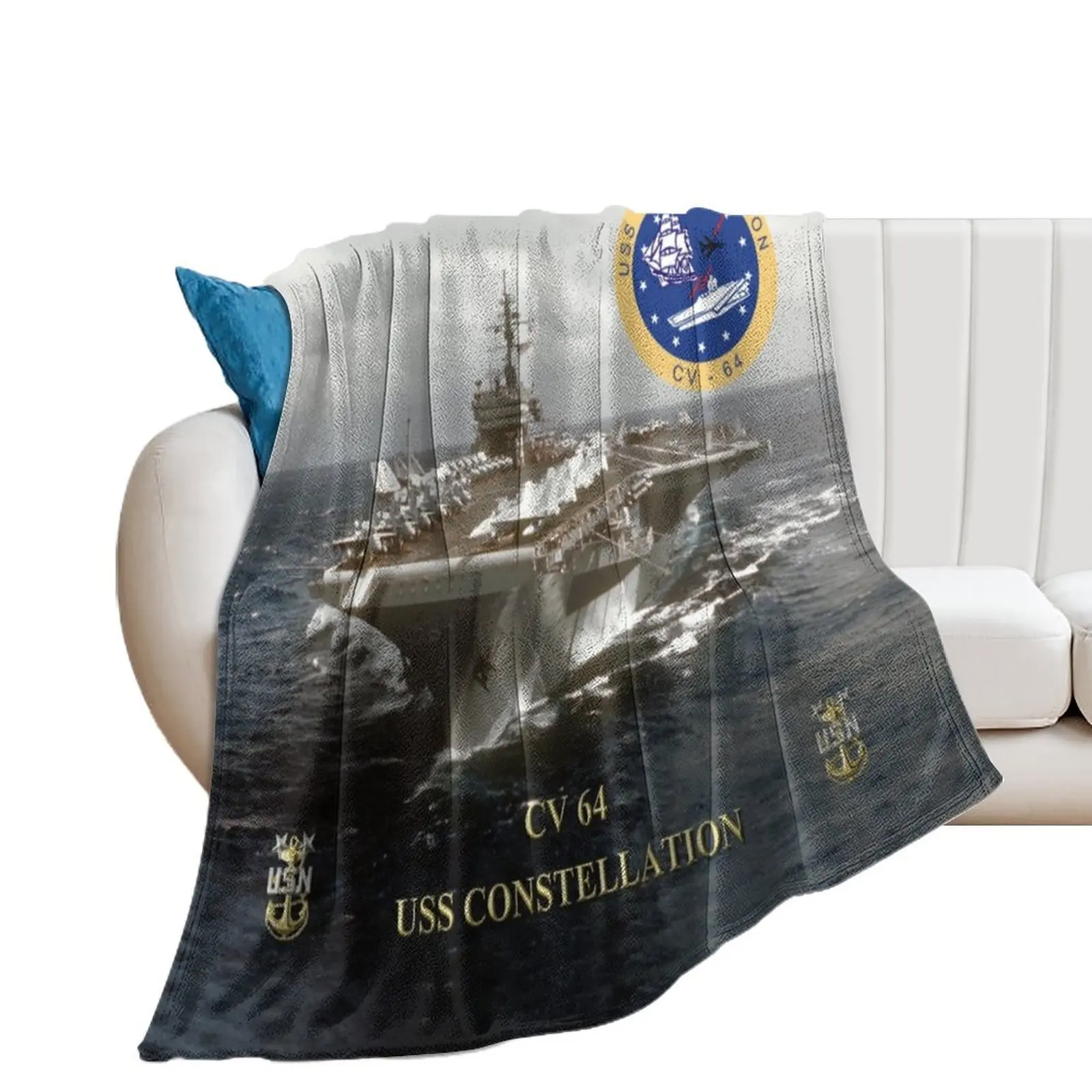 

CV-64 USS Constellation Throw Blanket Sofas Soft Plush Plaid Blankets